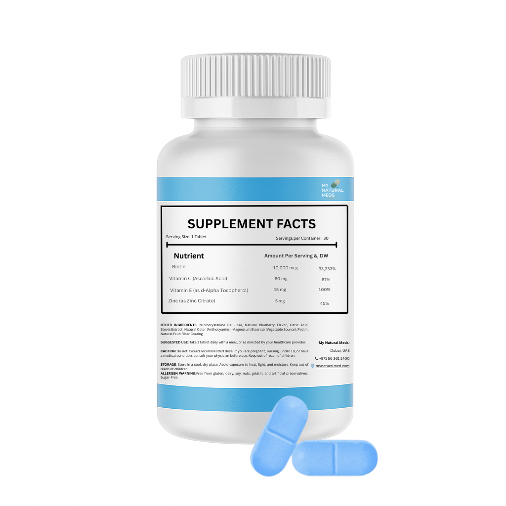 Biotin Tablets – Blueberry | Hair, Skin & Nail Support