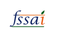 Recreate the FSSAI logo exactly. Use lowercase letters ‘fssai’ in a modern italic serif font.

The letters ‘fssa’ should be dark blue.

The letter ‘i’ should be orange, with a green leaf and small brown dot (seed/fruit) on top of the ‘i’.

Draw a thin orange horizontal line starting from the top of the first ‘f’ extending to the green leaf above the ‘i’.

Add a green underline beneath the full word ‘fssai’.

Background should be plain white.”
